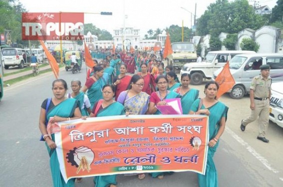 Over 8,000 Asha workers in Tripura wrote to PM Modi for wage hikes, protest staged at Agartala Over 8,000 Asha workers in Tripura wrote to PM Modi for wage hikes, protest staged at Agartala